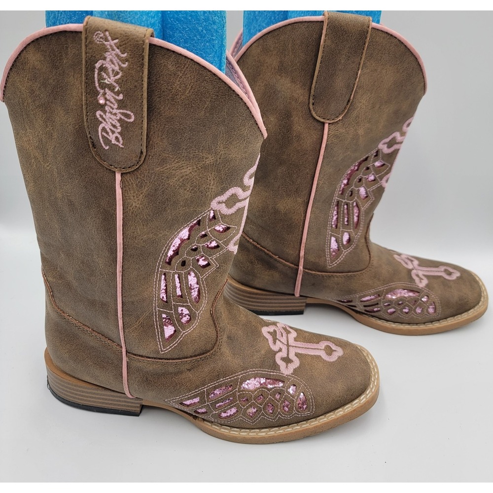Blazin Roxx Western Boots Girls Gracie Cross Sz 2 Child Brown 44532 READ